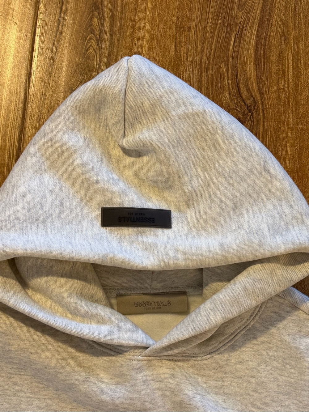 ESSENTIALS Light Gray Logo Hoodie - Picture 4 of 4